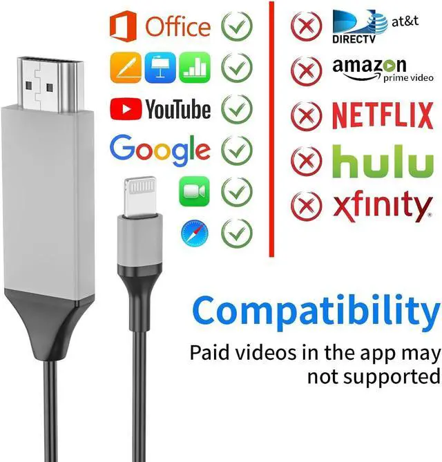 Alt view image 7 of 7 - BONAEVER [Apple MFi Certified] Lightning to HDMI Cable Adapter for iPhone,1080P Lightning Digital AV Adapter HDTV Cord Connector Compatible with iPhone/iPad to TV Projector Monitor - 6.6ft