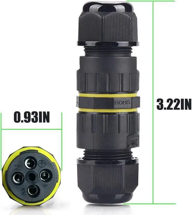 Alt view image 3 of 7 - BONAEVER IP68 Waterproof 2 Way 4 Pin Junction Box Electrical Cable Connector,5 Pack 24A 400V M20 Wire Range(5-9mm) for Outdoor Rapid Maintenance Expansion and Extension of Cable Connectors