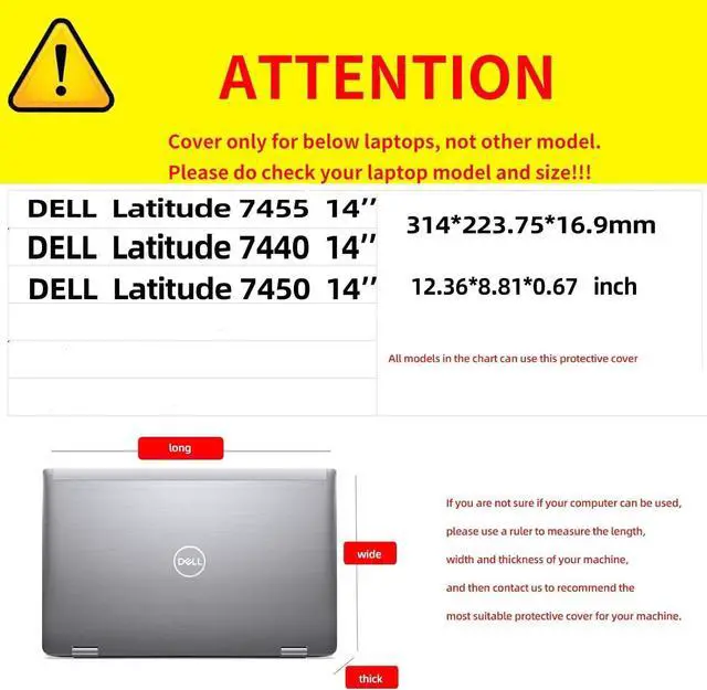 Alt view image 2 of 7 - BONAEVER Case for 14 inch Dell Latitude 7455 7450 7440, Notebook Sleeve Cover Accessories PU Leather Shell Protective Laptop Cover