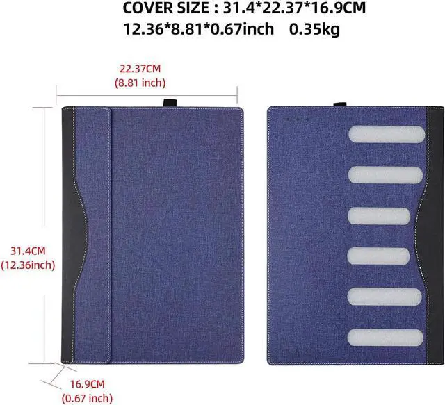 Alt view image 4 of 7 - BONAEVER Case for 14 inch Dell Latitude 7455 7450 7440, Notebook Sleeve Cover Accessories PU Leather Shell Protective Laptop Cover Blue
