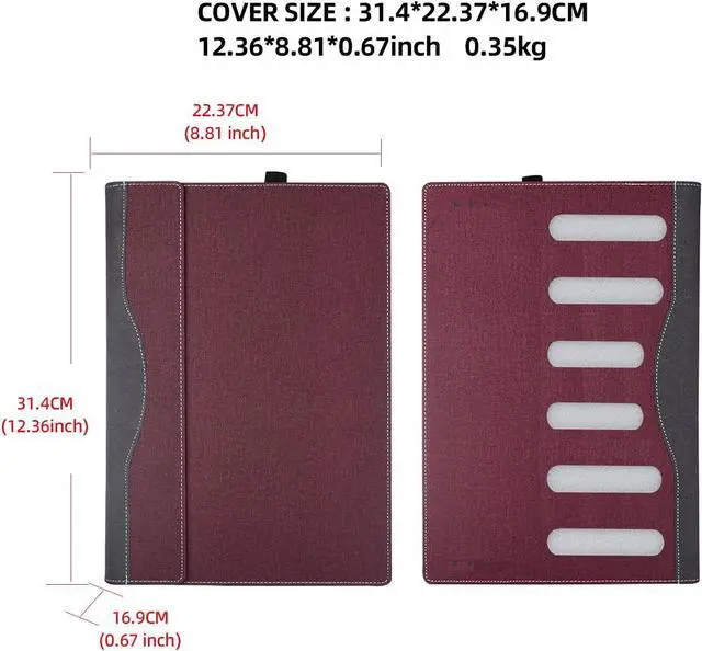 Alt view image 6 of 7 - BONAEVER Case for 14 inch Dell Latitude 7455 7450 7440, Notebook Sleeve Cover Accessories PU Leather Shell Protective Laptop Cover Wine Red