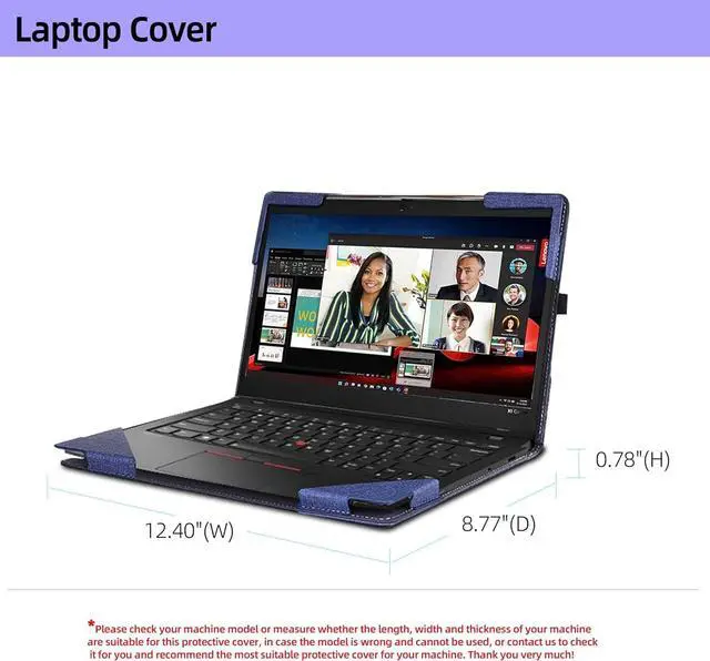 Alt view image 6 of 7 - BONAEVER Case for Lenovo ThinkPad X1 Carbon Gen 10 / Gen 9 / Yoga Gen 8 / Yoga Gen 7 / Yoga Gen 6 14 inch, Notebook Sleeve Cover Accessories PU Leather Shell Protective Laptop Cover Blue
