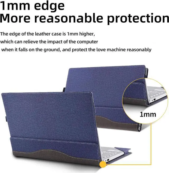 Alt view image 5 of 7 - BONAEVER Case for Lenovo ThinkPad X1 Carbon Gen 10 / Gen 9 / Yoga Gen 8 / Yoga Gen 7 / Yoga Gen 6 14 inch, Notebook Sleeve Cover Accessories PU Leather Shell Protective Laptop Cover Blue