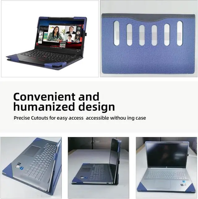 Alt view image 4 of 7 - BONAEVER Case for Lenovo ThinkPad X1 Carbon Gen 10 / Gen 9 / Yoga Gen 8 / Yoga Gen 7 / Yoga Gen 6 14 inch, Notebook Sleeve Cover Accessories PU Leather Shell Protective Laptop Cover Blue