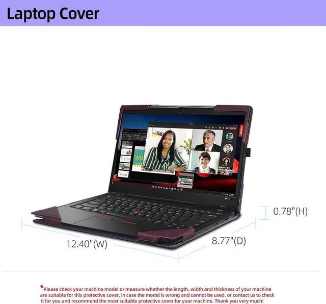 Alt view image 7 of 7 - BONAEVER Case for Lenovo ThinkPad X1 Carbon Gen 10 / Gen 9 / Yoga Gen 8 / Yoga Gen 7 / Yoga Gen 6 14 inch, Notebook Sleeve Cover Accessories PU Leather Shell Protective Laptop Cover Wine Red