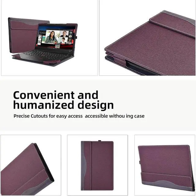 Alt view image 3 of 7 - BONAEVER Case for Lenovo ThinkPad X1 Carbon Gen 10 / Gen 9 / Yoga Gen 8 / Yoga Gen 7 / Yoga Gen 6 14 inch, Notebook Sleeve Cover Accessories PU Leather Shell Protective Laptop Cover Wine Red
