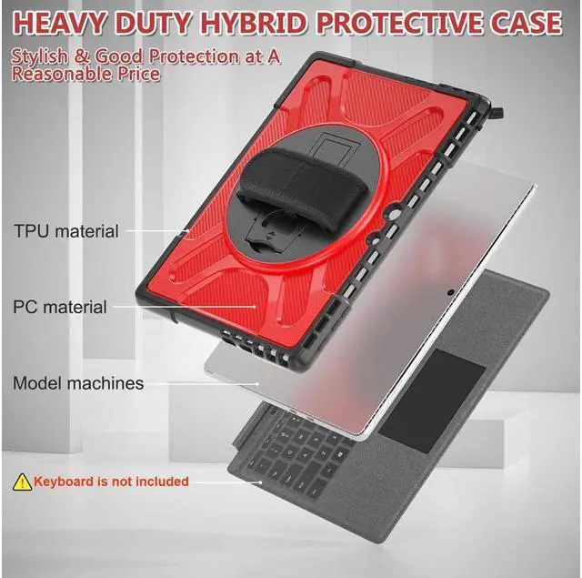 Alt view image 5 of 7 - BONAEVER for Microsoft Surface Pro 11 Pro 10 Pro 9 Case 13 inch Rugged Protective Case for Surface Pro 11 10 9 with Rotating Stand & Hand Strap Pen Holder Compatible with Type Cover Keyboard + Stylus