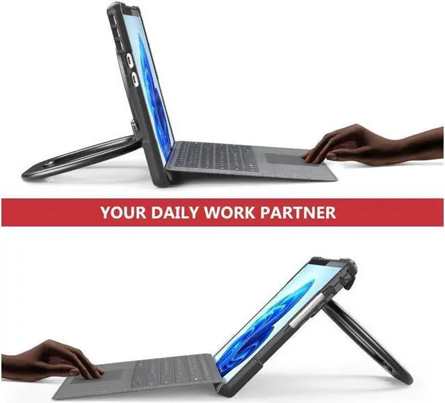 Alt view image 4 of 7 - BONAEVER Protective Case for Microsoft Surface Pro 11 10 9 13 inch Shockproof Cover with Stand and Universal Stylus Pen Hand Strap Compatible with Type Cover Keyboard Red