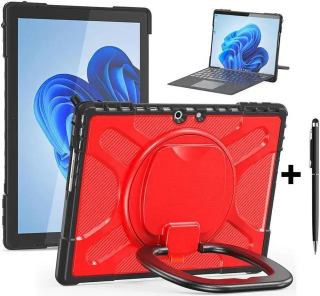 Main image of BONAEVER Protective Case for Microsoft Surface Pro 11 10 9 13 inch Shockproof Cover with Stand and Universal Stylus Pen Hand Strap Compatible with Type Cover Keyboard Red