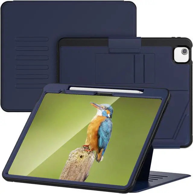 Alt view image 6 of 7 - BONAEVER Case For iPad Air 13 inch M3 2025 M2 2024 A3268 A3269 A3271 A2898 A2899 A2900, Smart Magnetic Auto Sleep Shockproof Cover with Multi-Angles Stand, Pen Holder, Card Slot Blue