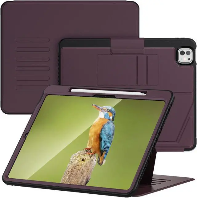 Alt view image 7 of 7 - BONAEVER Case For iPad Pro 13 inch M4 2024 7th Generation A2925 A2926 A3007, Smart Magnetic Auto Sleep Shockproof Cover with Multi-Angles Stand, Pen Holder, Card Slot Purple