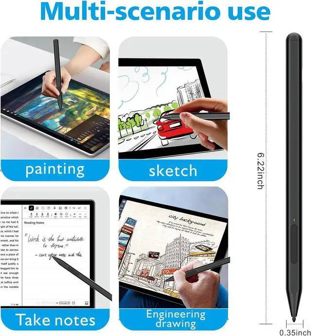 Alt view image 4 of 7 - BONAEVER Stylus Pen for Microsoft Surface Pro11/10/9/8/X/7+/6/5/4/3/Surface 3, Surface Go 3/2/1, Surface Laptop/Studio/Book 4/3/2/1 with Eraser Side Button,Palm Rejection,Tilt Function,1024 Pressure
