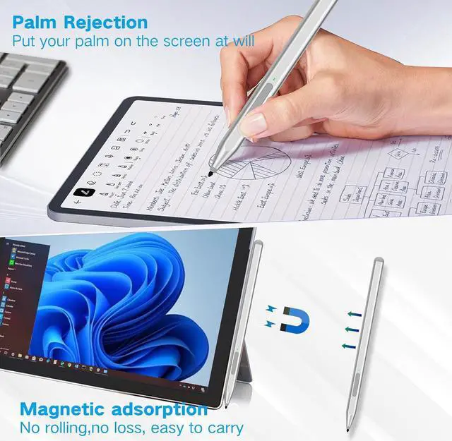 Alt view image 6 of 7 - BONAEVER Stylus Pen for Microsoft Surface Pro11/10/9/8/X/7+/6/5/4/3/Surface 3, Surface Go 3/2/1, Surface Laptop/Studio/Book 4/3/2/1 with Eraser Side Button,Palm Rejection,Tilt Function,1024 Pressure