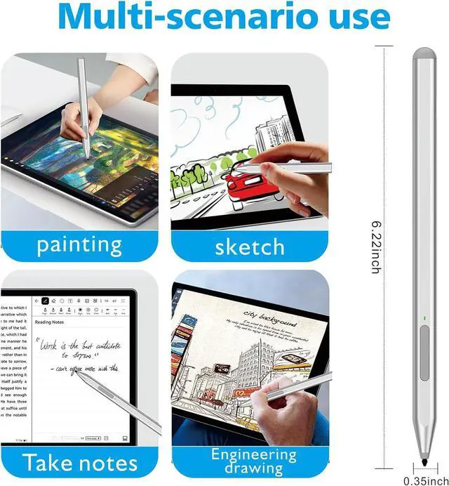 Alt view image 7 of 7 - BONAEVER Stylus Pen for Microsoft Surface Pro11/10/9/8/X/7+/6/5/4/3/Surface 3, Surface Go 3/2/1, Surface Laptop/Studio/Book 4/3/2/1 with Eraser Side Button,Palm Rejection,Tilt Function,1024 Pressure