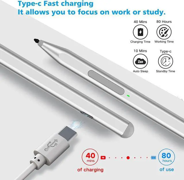Alt view image 5 of 7 - BONAEVER Stylus Pen for Microsoft Surface Pro11/10/9/8/X/7+/6/5/4/3/Surface 3, Surface Go 3/2/1, Surface Laptop/Studio/Book 4/3/2/1 with Eraser Side Button,Palm Rejection,Tilt Function,1024 Pressure