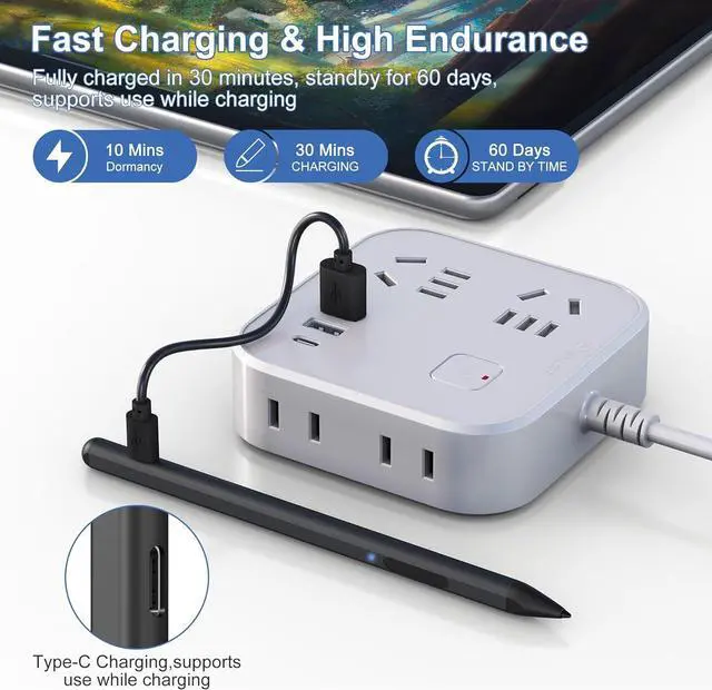 Alt view image 2 of 7 - BONAEVER Surface Pen Stylus for Microsoft Surface Pro,4096 Pressure Sensitivity,USB-C Charging,Erasing Function,Magnetic Attraction for Windows Surface Pro 11/10/9/8/7/6/5/4/3/X,Surface Go/Book/Studio