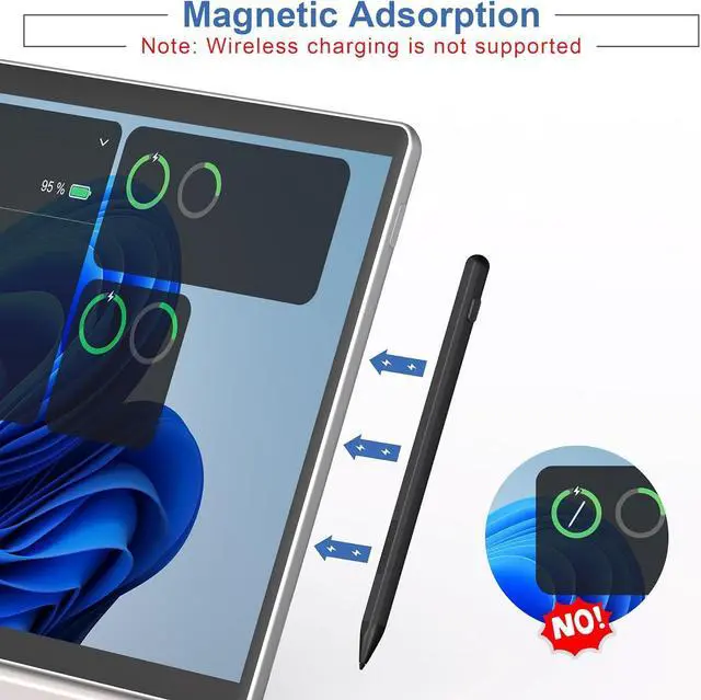 Alt view image 7 of 7 - BONAEVER Surface Pen Stylus for Microsoft Surface Pro,4096 Pressure Sensitivity,USB-C Charging,Erasing Function,Magnetic Attraction for Windows Surface Pro 11/10/9/8/7/6/5/4/3/X,Surface Go/Book/Studio