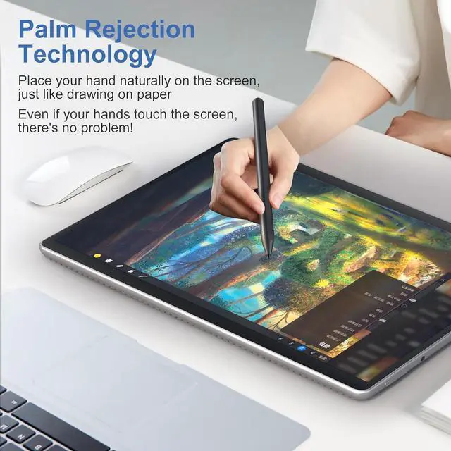 Alt view image 3 of 7 - BONAEVER Surface Pen Stylus for Microsoft Surface Pro,4096 Pressure Sensitivity,USB-C Charging,Erasing Function,Magnetic Attraction for Windows Surface Pro 11/10/9/8/7/6/5/4/3/X,Surface Go/Book/Studio