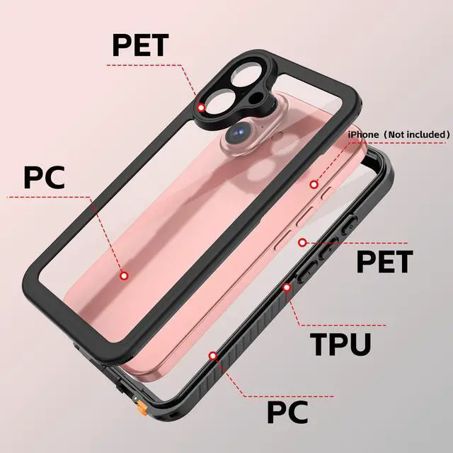 Alt view image 6 of 7 - BONAEVER For iPhone 16 Case Waterproof, [Military Grade Shockproof][Glass Camera Protector & Built-in Screen Protector][IP68 Underwater][Dustproof][Dropproof] Phone Cover