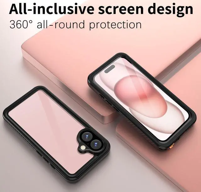 Alt view image 5 of 7 - BONAEVER For iPhone 16 Case Waterproof, [Military Grade Shockproof][Glass Camera Protector & Built-in Screen Protector][IP68 Underwater][Dustproof][Dropproof] Phone Cover