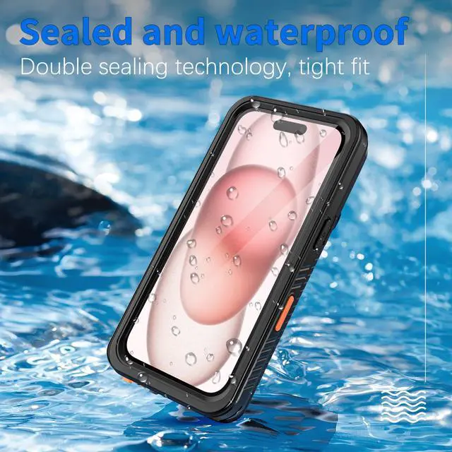 Alt view image 2 of 7 - BONAEVER For iPhone 16 Case Waterproof, [Military Grade Shockproof][Glass Camera Protector & Built-in Screen Protector][IP68 Underwater][Dustproof][Dropproof] Phone Cover