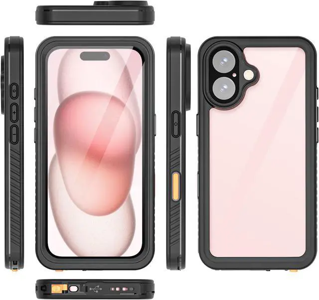 Alt view image 7 of 7 - BONAEVER For iPhone 16 Case Waterproof, [Military Grade Shockproof][Glass Camera Protector & Built-in Screen Protector][IP68 Underwater][Dustproof][Dropproof] Phone Cover