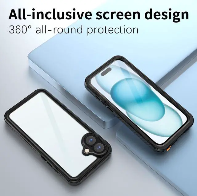 Alt view image 5 of 7 - BONAEVER For iPhone 16 Plus Case Waterproof, [Military Grade Shockproof][Glass Camera Protector & Built-in Screen Protector][IP68 Underwater][Dustproof][Dropproof] Phone Cover