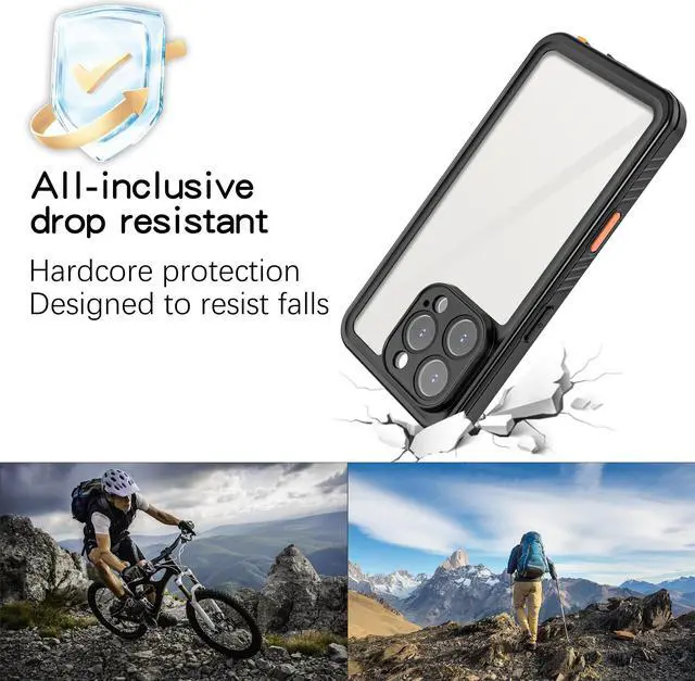 Alt view image 3 of 7 - BONAEVER For iPhone 16 Pro Case Waterproof, [Military Grade Shockproof][Glass Camera Protector & Built-in Screen Protector][IP68 Underwater][Dustproof][Dropproof] Phone Cover