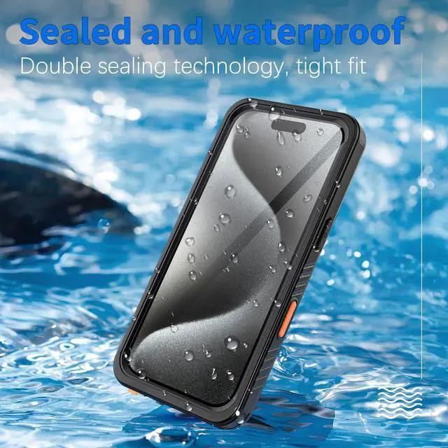 Alt view image 2 of 7 - BONAEVER For iPhone 16 Pro Case Waterproof, [Military Grade Shockproof][Glass Camera Protector & Built-in Screen Protector][IP68 Underwater][Dustproof][Dropproof] Phone Cover