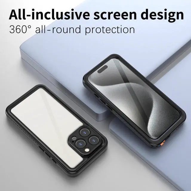 Alt view image 5 of 7 - BONAEVER For iPhone 16 Pro Case Waterproof, [Military Grade Shockproof][Glass Camera Protector & Built-in Screen Protector][IP68 Underwater][Dustproof][Dropproof] Phone Cover