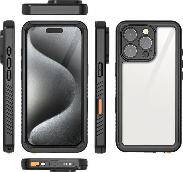 Alt view image 7 of 7 - BONAEVER For iPhone 16 Pro Case Waterproof, [Military Grade Shockproof][Glass Camera Protector & Built-in Screen Protector][IP68 Underwater][Dustproof][Dropproof] Phone Cover