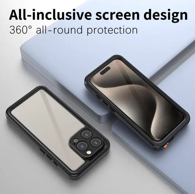 Alt view image 5 of 7 - BONAEVER For iPhone 16 Pro Max Case Waterproof, [Military Grade Shockproof][Glass Camera Protector & Built-in Screen Protector][IP68 Underwater][Dustproof][Dropproof] Phone Cover