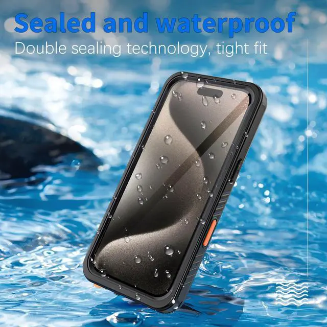 Alt view image 2 of 7 - BONAEVER For iPhone 16 Pro Max Case Waterproof, [Military Grade Shockproof][Glass Camera Protector & Built-in Screen Protector][IP68 Underwater][Dustproof][Dropproof] Phone Cover