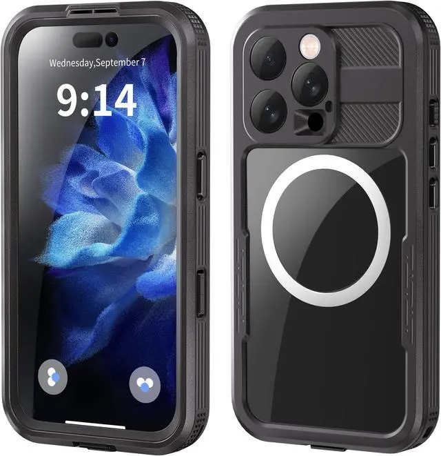 Main image of BONAEVER for iPhone 16 Pro Waterproof Case, Built-in Screen Protector, Shockproof, Snowproof, Dustproof, Full Body Protective Cover for iPhone 16 Pro, Compatible with Magsafe Black