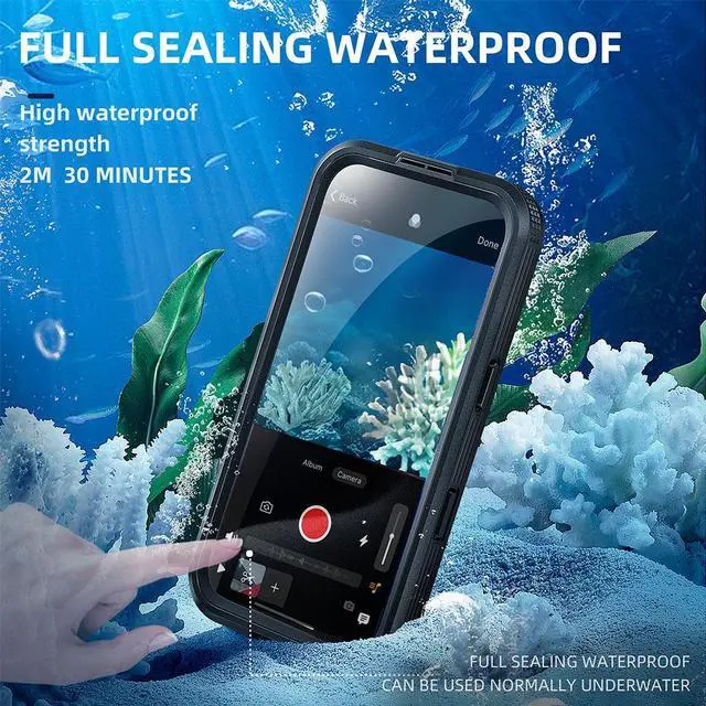 Alt view image 3 of 7 - BONAEVER for iPhone 16 Pro Waterproof Case, Built-in Screen Protector, Shockproof, Snowproof, Dustproof, Full Body Protective Cover for iPhone 16 Pro, Compatible with Magsafe Black
