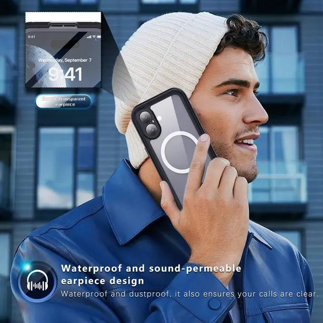 Alt view image 6 of 7 - BONAEVER for iPhone 16 Case Waterproof, Compatible with Magsafe Magnetic Protective Case, Shockproof Dustproof Phone Cover with Screen Protector