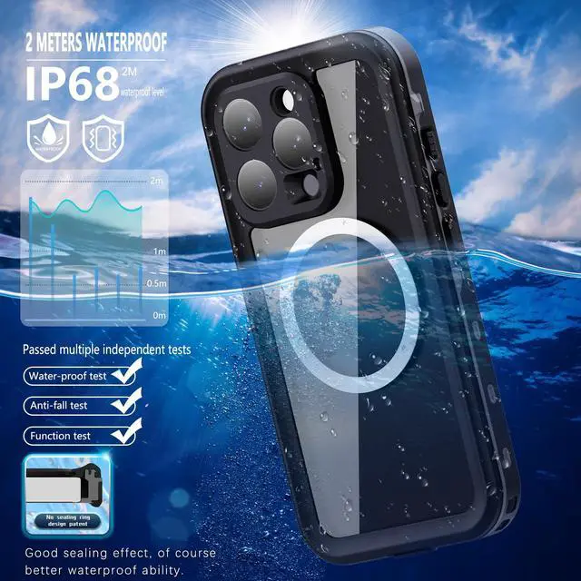 Alt view image 2 of 7 - BONAEVER for iPhone 16 Pro Case Waterproof, Compatible with Magsafe Magnetic Protective Case, Shockproof Dustproof Phone Cover with Screen Protector