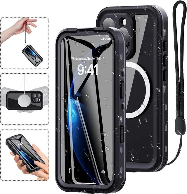 Main image of BONAEVER for iPhone 16 Pro Case Waterproof, Compatible with Magsafe Magnetic Protective Case, Shockproof Dustproof Phone Cover with Screen Protector