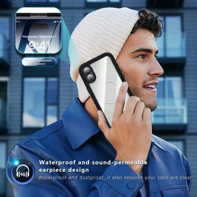 Alt view image 7 of 7 - BONAEVER for iPhone 16 Plus Case Waterproof, Compatible with Magsafe Magnetic Protective Case, Shockproof Dustproof Phone Cover with Screen Protector