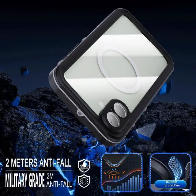 Alt view image 3 of 7 - BONAEVER for iPhone 16 Plus Case Waterproof, Compatible with Magsafe Magnetic Protective Case, Shockproof Dustproof Phone Cover with Screen Protector