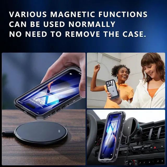 Alt view image 4 of 7 - BONAEVER for iPhone 16 Case Waterproof, Compatible with Magsafe Magnetic Protective Case, Shockproof Dustproof Phone Cover with Screen Protector