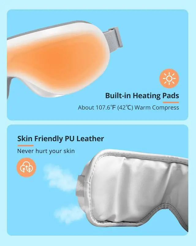 Alt view image 6 of 7 - BONAEVER Eye Massager with Heat, Heated Eye Mask with Bluetooth Music, Face Massager, Eye Care Gift for Women, Eye Mask for Relax Eye, Reduce Eye Strain, Gifts for Mom/Dad