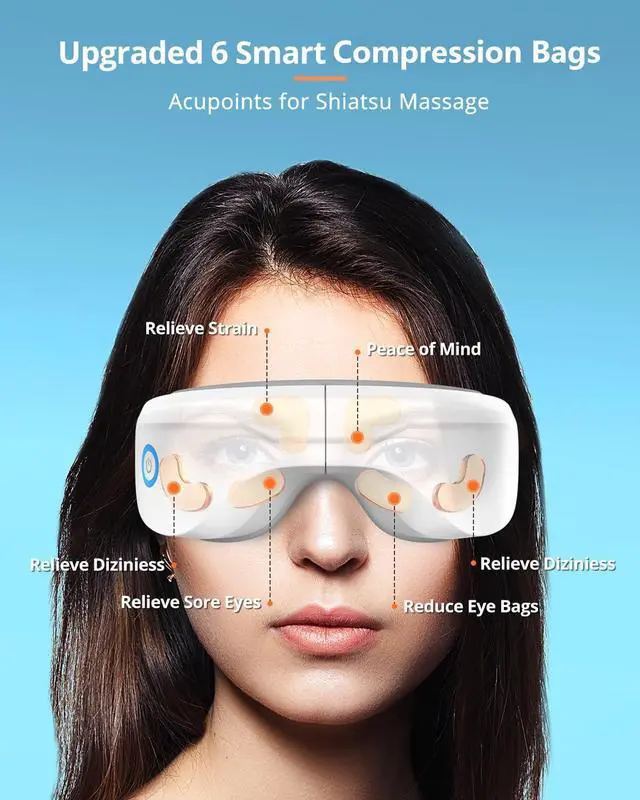 Alt view image 2 of 7 - BONAEVER Eye Massager with Heat, Heated Eye Mask with Bluetooth Music, Face Massager, Eye Care Gift for Women, Eye Mask for Relax Eye, Reduce Eye Strain, Gifts for Mom/Dad