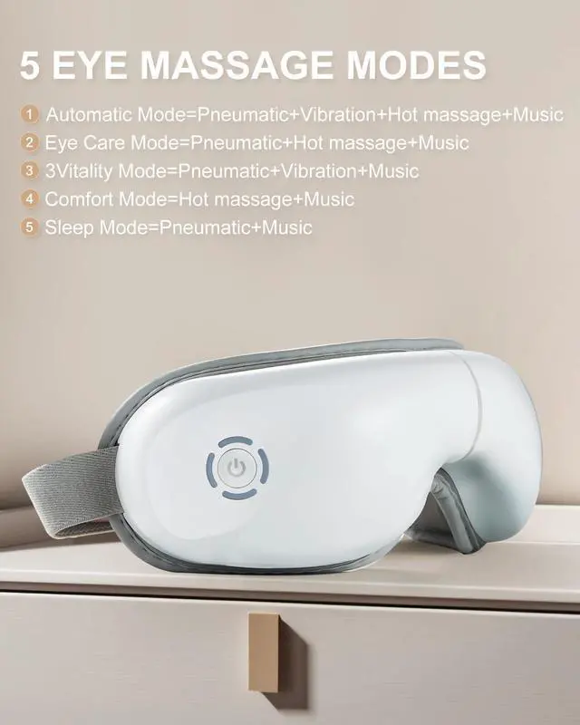 Alt view image 3 of 7 - BONAEVER Eye Massager with Heat, Heated Eye Mask with Bluetooth Music, Massages Eye Muscles, Eye Care Gift with 5 Massage Modes and 180° Folding Design, Gifts for Friend, Mom and Dad