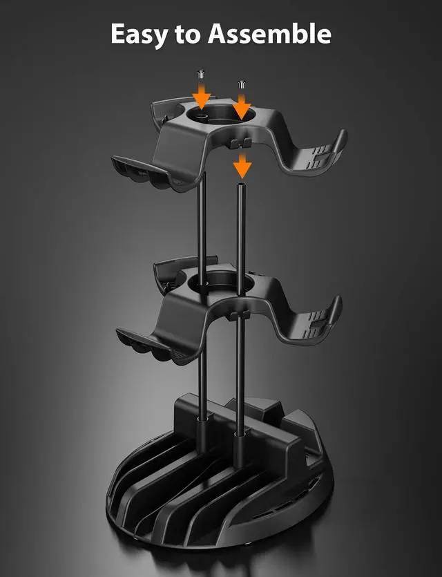 Alt view image 4 of 7 - BONAEVER Controller Holder with Organizer Base, 2 Tiers Desk Gaming Controller Headset Stand with Cable Organizer for All Xbox PS4 PS5 Switch Pro Crontroller Gaming Accessories