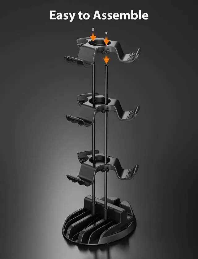 Alt view image 6 of 7 - BONAEVER Controller Holder with Organizer Base, 3 Tiers Desk Gaming Controller Headset Stand with Cable Organizer for All Xbox PS4 PS5 Switch Pro Crontroller Gaming Accessories