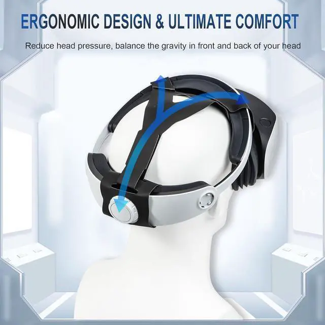 Alt view image 2 of 7 - BONAEVER Adjustable PU Head Strap for PS VR2, Headset Strap for PS VR2, Upgrade Headset Accessories for PlayStation VR2 with Ergonomic Design Including Head Strap and Fixed Strap