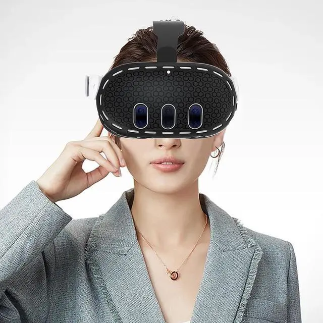 Alt view image 3 of 7 - BONAEVER Protective Cover Set Compatible with Meta Quest 3 for Oculus Quest 3 Silicone VR Accessories Protective Cover, VR Headset Shell Cover, Controller Grips Cover, VR Silicone Face Pad Cover