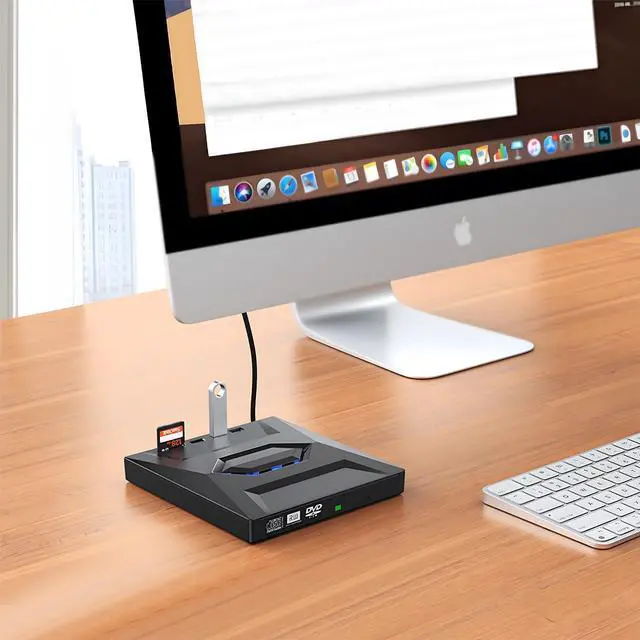 Alt view image 7 of 7 - BONAEVER External CD DVD Drive Player CD Burner with USB 3.0/USB-C Ports Hub and SD Card Reader, Portable CD DVD ROM +/-RW Optical Disk Drive Writer for Laptop PC Windows 11/10, Mac, Linux Computer