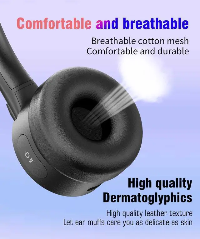 Alt view image 2 of 7 - BONAEVER Bluetooth Headset, Wireless Headset with Mic for Work, Computer Headset with Microphone for PC, Bluetooth Lightweight Headset with Noise Cancelling Mic, Charging Base